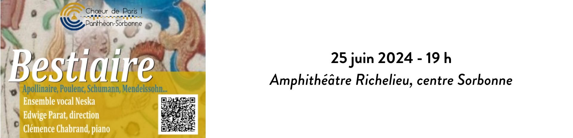 Concert Choeur de Paris 1 Panthéon-Sorbonne Bestiaire le 25 juin 19 h